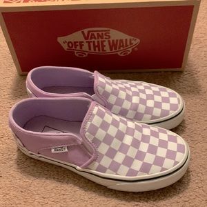 Vans Asher Lavendar checkerboard slip on sneakers size 6